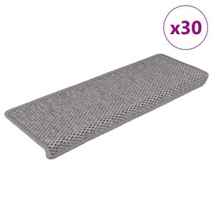 vidaXL Tappeti Adesivi Scale Aspetto Sisal 30 pz 65x21x4 cm Platino