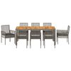 vidaXL Set da Pranzo per Giardino 9 pcs Grigio polyrattan