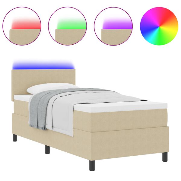 vidaXL Letto a Sorgente LED Grigio chiaro e bianco 80 x 200 cm