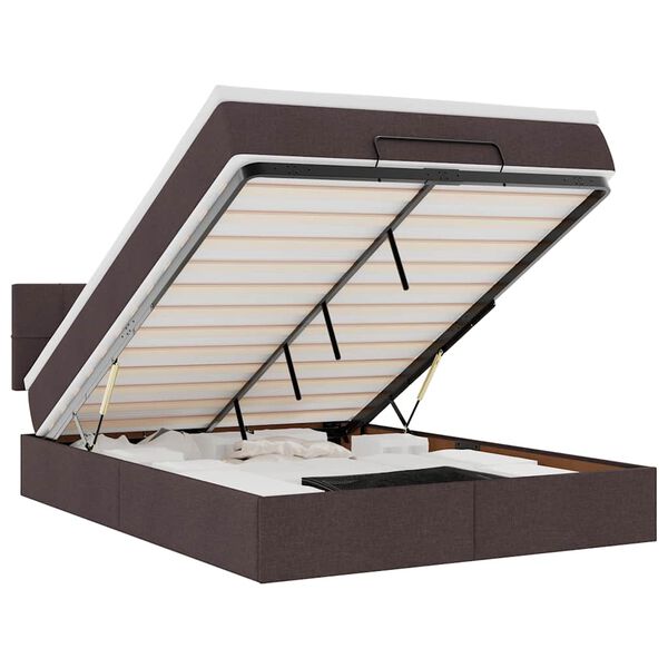 vidaXL Pouf Letto con Materasso e LED Marrone Scuro 140x190 cm