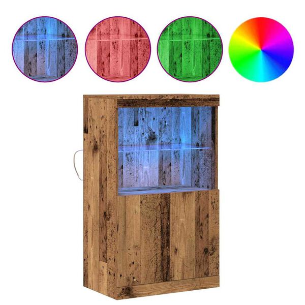 vidaXL Madia LED Marrone 60 x 37 x 100 cm Legno multistrato