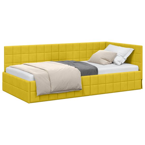 vidaXL Cornice del letto ad angolo Giallo 90 cm x 200 cm Velluto