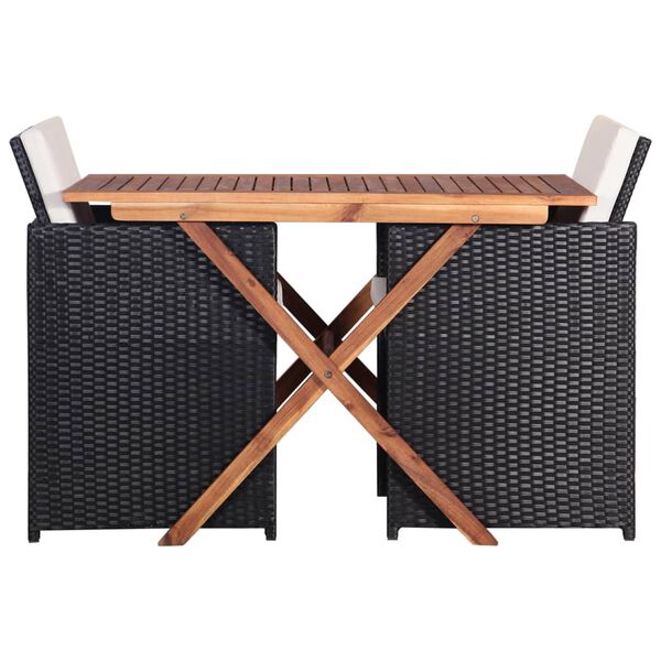 vidaXL Set da Bistrot 3 pz in Polyrattan e Legno di Acacia Nero