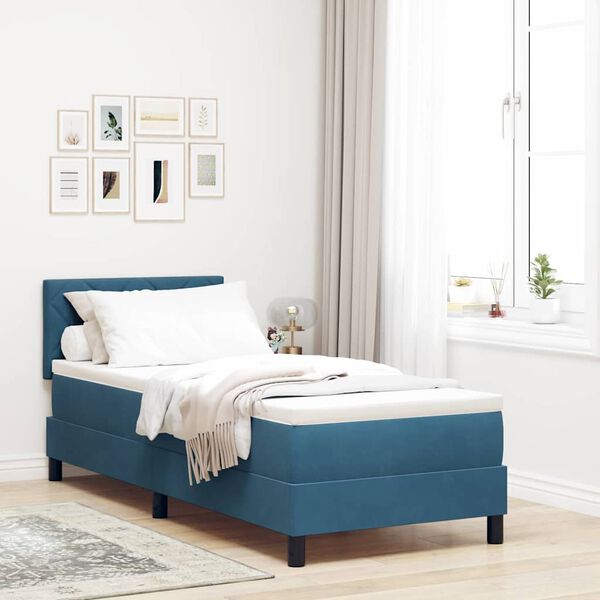 vidaXL Letto a molle con materasso Blu Scuro 80 x 200 cm Velluto