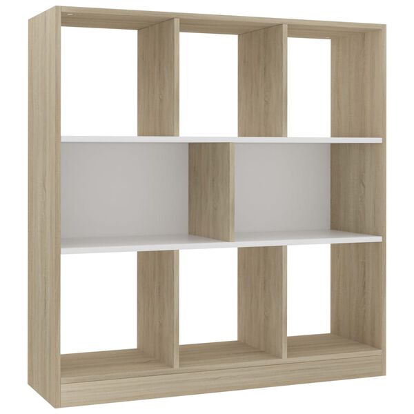 vidaXL Libreria Bianca e Rovere Sonoma 97,5x29,5x100 cm Multistrato