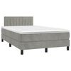 vidaXL Letto a Molle con Materasso e LED Grigio Chiaro 120x200 cm Velluto