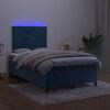 vidaXL Letto a Molle Materasso e LED Blu Scuro 120x190 cm in Velluto
