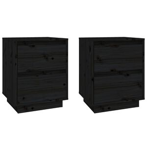 vidaXL Comodini 2 pz Neri 40x35x50 cm in Legno Massello di Pino