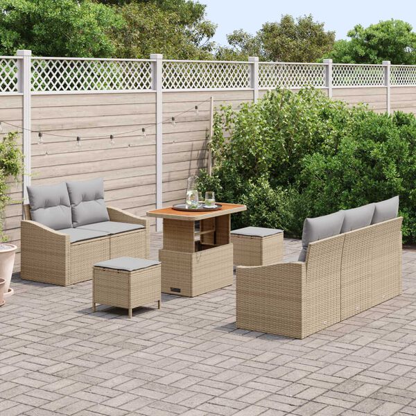 vidaXL Set Divano da Giardino con cuscino 8 pcs Beige polyrattan