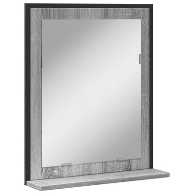 vidaXL Specchio Bagno con Ripiano Grigio Sonoma 50x12x60cm Multistrato