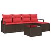 vidaXL Set di divani con cuscino 6 pcs Marrone e Rosso polyrattan