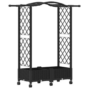 vidaXL Letto Rialzato con Griglia e Tetto Nero 124 x 40 x 129 cm PP