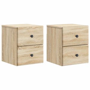 vidaXL Mobiletto da notte a muro 2 pcs Rovere Sonoma 34,5 x 33 x 40 cm