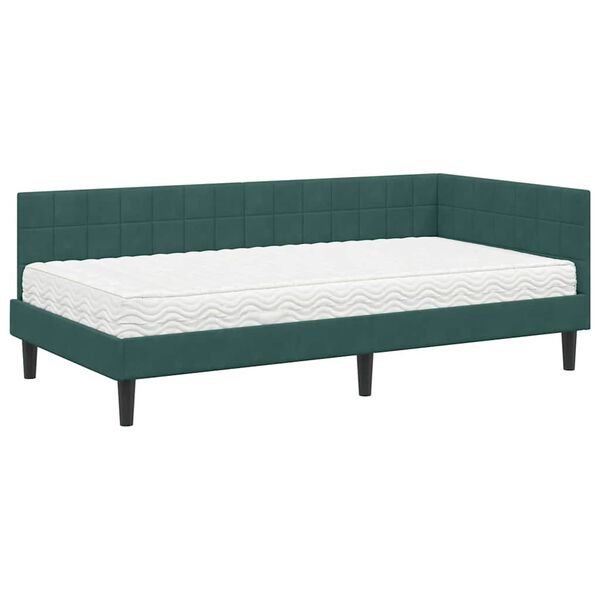 vidaXL Struttura Letto Angolare con Materasso 2 pcs Verde Velluto