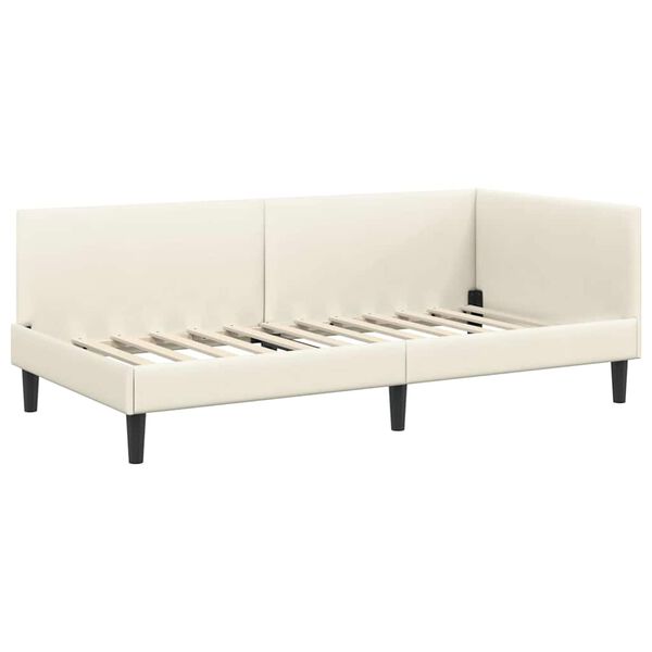 vidaXL Cornice del letto ad angolo con testiera Crema 80 cm x 200 cm