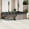 vidaXL Set Divani da Giardino 11 pz con Cuscini in Polyrattan Grigio