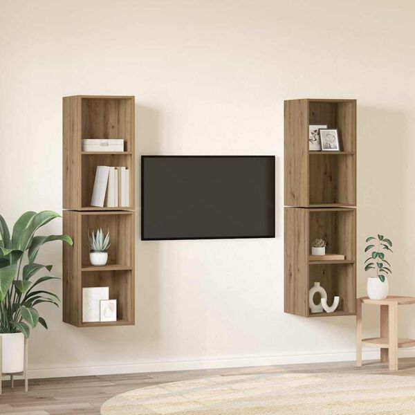 vidaXL Set mobile TV 4 pcs Rovere artigianale 37 x 37 x 72 cm