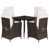 vidaXL Set da Pranzo da Giardino 5pz con Cuscini in Polyrattan Marrone