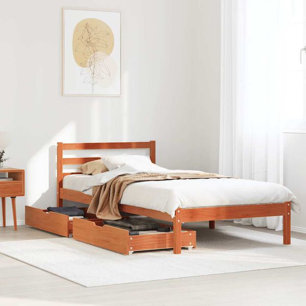 vidaXL Letto senza Materasso Marrone Cera 75x190 cm in Legno di Pino