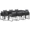 vidaXL Set da Pranzo per Giardino 9 pz Nero e antracite polyrattan