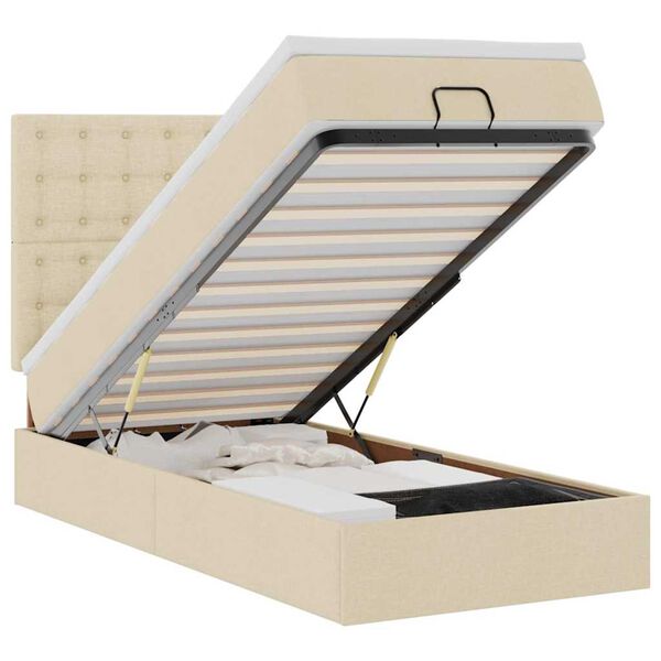 vidaXL Pouf Letto con Materasso Crema 90x200 cm in Tessuto