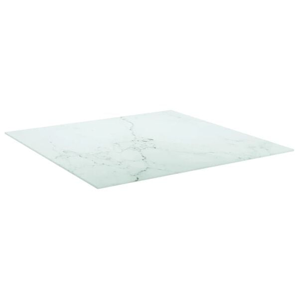 vidaXL Piano Tavolo Bianco 80x80 cm 6 mm Vetro Temperato Design Marmo