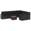 vidaXL Set Divani da Giardino 10pz con Cuscini in Polyrattan Nero
