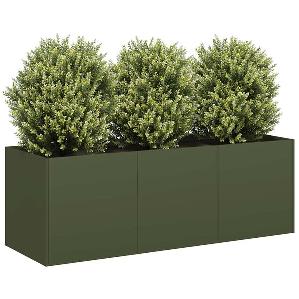 vidaXL Fioriera Verde Oliva 120x40x40 cm in Acciaio Laminato a Freddo