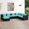 vidaXL Set Divani da Giardino 7 pz con Cuscini in Polyrattan Nero