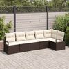 vidaXL Set Divano da Giardino 6 pcs Marrone e bianco polyrattan
