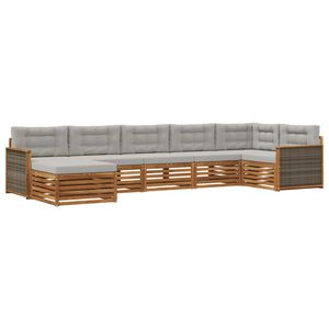 vidaXL Set di divani da esterno 7 pcs Naturale e Grigio Chiaro