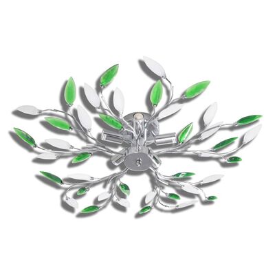 vidaXL Lampada da Soffitto Verde e Bianco in Cristalli Acrilici 5 E14