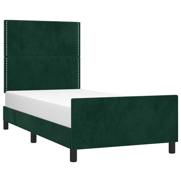 vidaXL Giroletto senza Materasso Verde Scuro 90x200 cm in Velluto