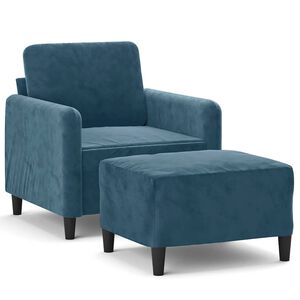 vidaXL Poltrona con Poggiapiedi Blu 60 cm in Velluto