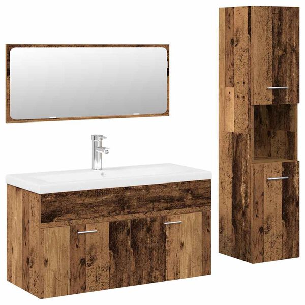 vidaXL Set Mobili da Bagno 4 pz Legno Antico in Legno Multistrato