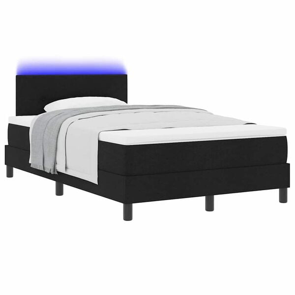 vidaXL Letto a molle con materasso con led Nero 120 x 200 cm Tessuto