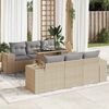 vidaXL Set Divani da Giardino 7 pz con Cuscini Beige in Polyrattan
