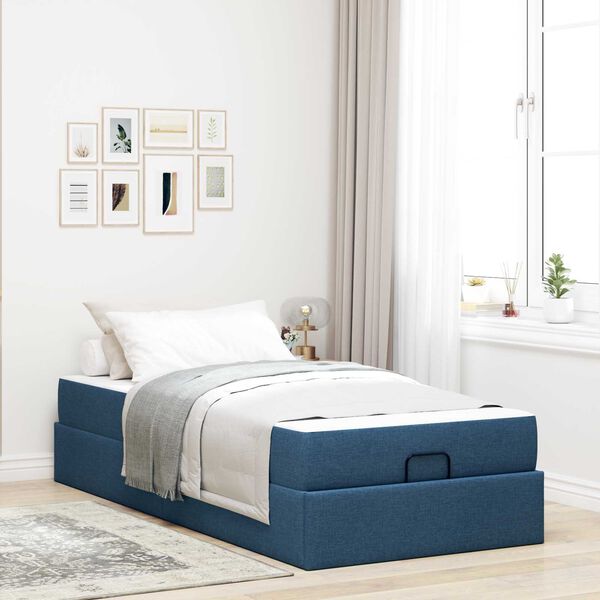 vidaXL Struttura letto con materasso con materasso 2 pcs Blu Tessuto