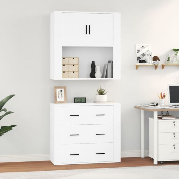 vidaXL Credenza Bianca in Legno Multistrato