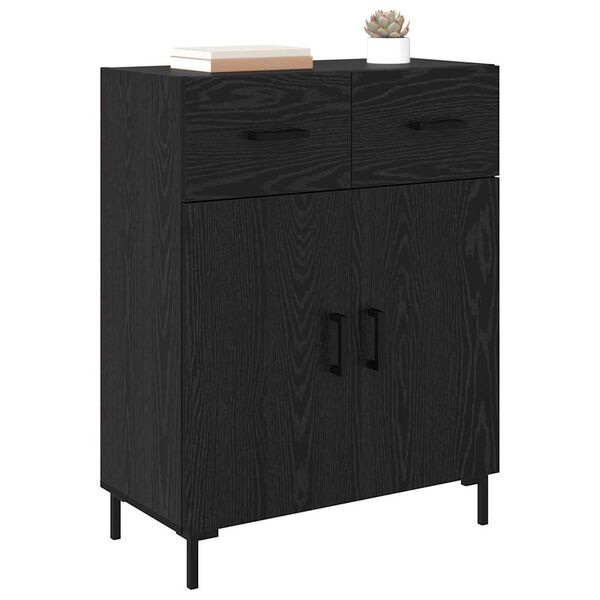 vidaXL Credenza Rovere Nero 69,5 x 34 x 90 cm Legno multistrato