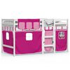 vidaXL Letto a Soppalco con Tende Bambini Rosa 80x200 cm Massello Pino