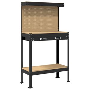 vidaXL Banchi da lavoro Nero 81 x 41 x 145 cm Legno multistrato