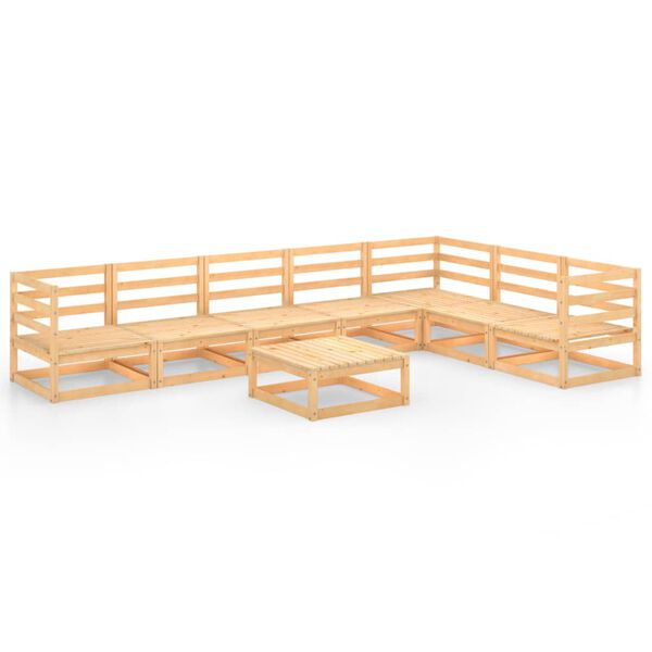 vidaXL Set Divani da Giardino 8 pz in Legno Massello di Pino