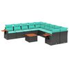 vidaXL Set Divani da Giardino 11 pz con Cuscini in Polyrattan Nero