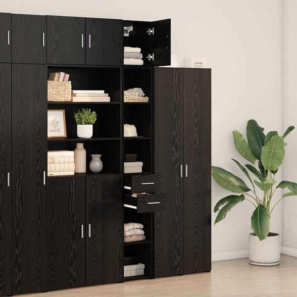 vidaXL Mobile da Storage Slim Rovere nero 30 x 42.5 x 225 cm