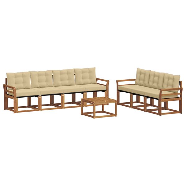 vidaXL Set di divani da esterno con cuscino 8 pcs Naturale e Beige