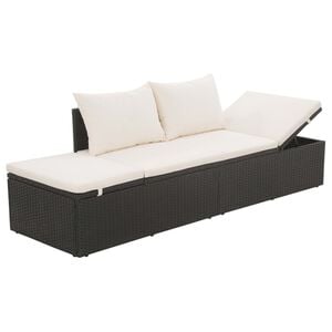 vidaXL Lettino da Giardino con Cuscini in Polyrattan Nero