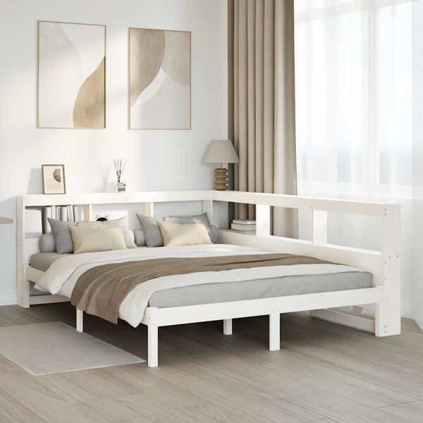 vidaXL Letto Libreria senza Materasso Bianco 135x190 cm Legno di Pino