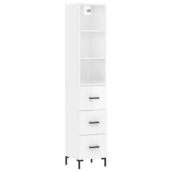 vidaXL Credenza 34,5x34x180 cm in Legno Multistrato Bianco Lucido