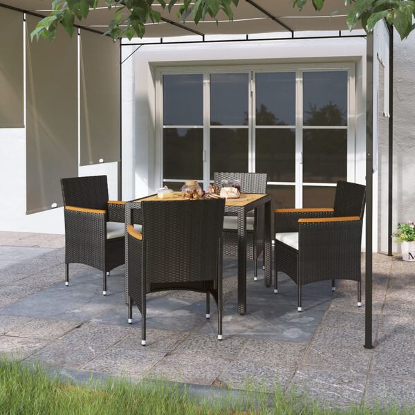 vidaXL Set Mobili da Pranzo Giardino 5pz Polyrattan e Massello Acacia
